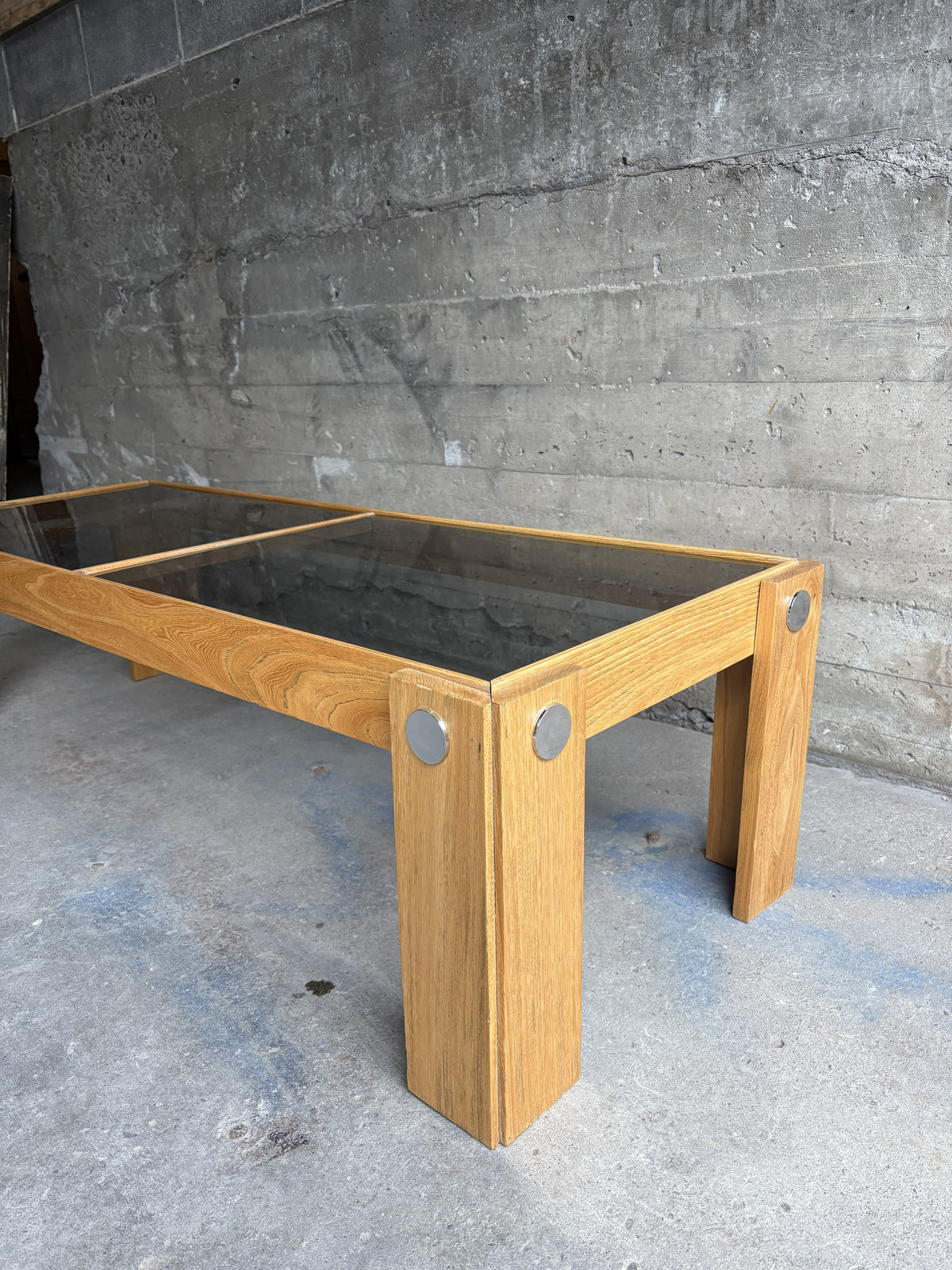 Table basse de salon en bois et verre trempé