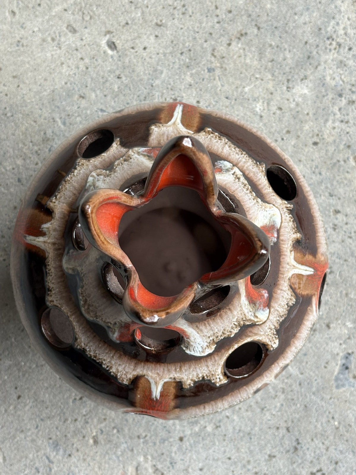 Vase Chalvignac brun et orange