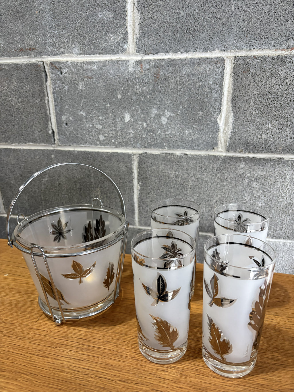Sceau à glace et verres assortis Silver Foliage